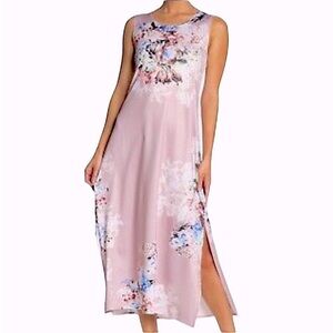 Papillon Pink Floral Slip Midi dress Sleeveless Pink Size Large NWT